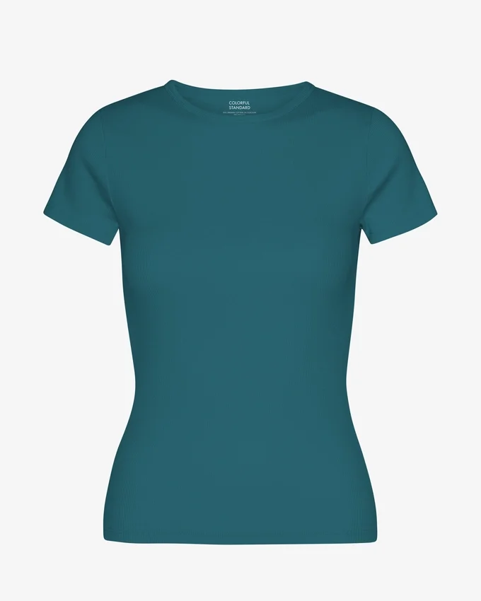 Ekologisk ribbad T-shirt – Ocean Green