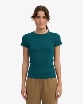 Ekologisk ribbad T-shirt – Ocean Green