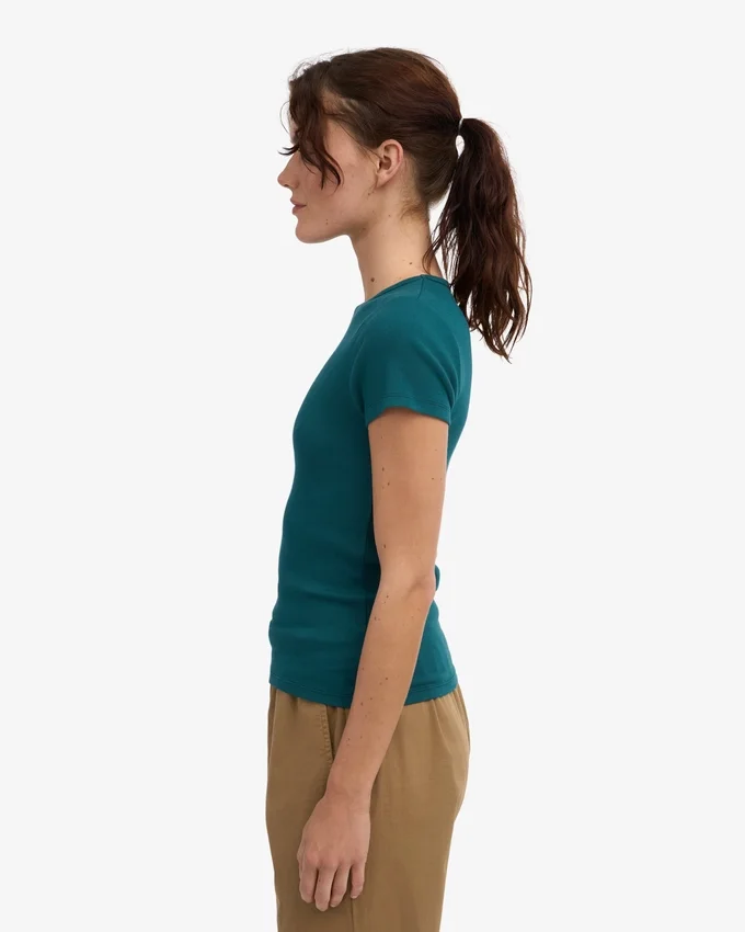 Ekologisk ribbad T-shirt – Ocean Green