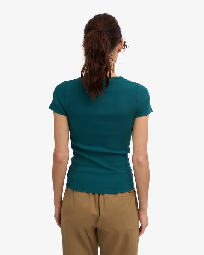 Ekologisk ribbad T-shirt – Ocean Green