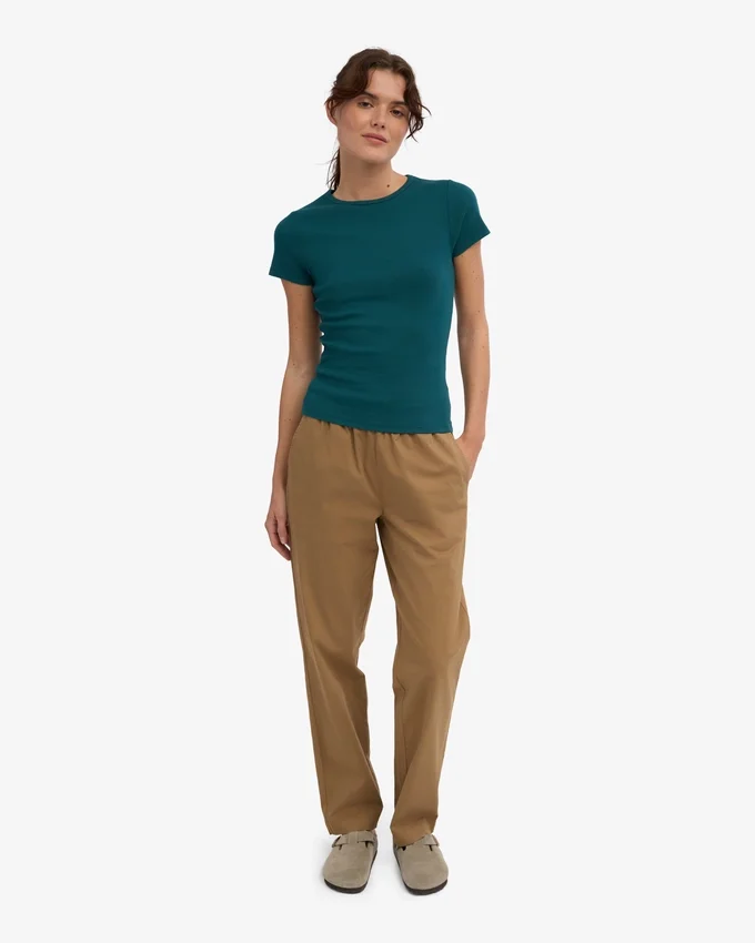 Ekologisk ribbad T-shirt – Ocean Green