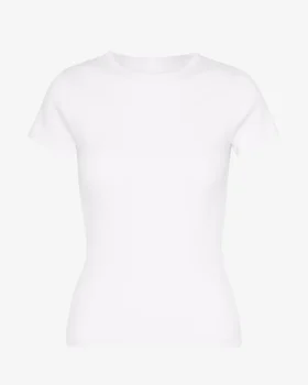 Ekologisk ribbad T-shirt – optiskt vit