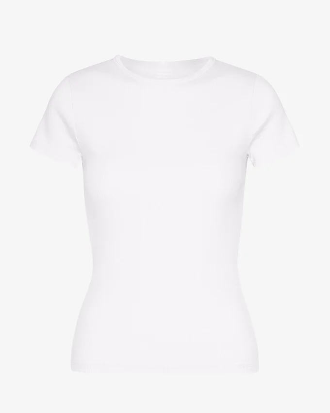 Ekologisk ribbad T-shirt – optiskt vit