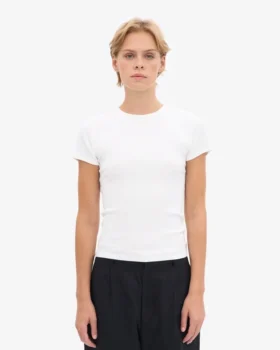 Ekologisk ribbad T-shirt – optiskt vit