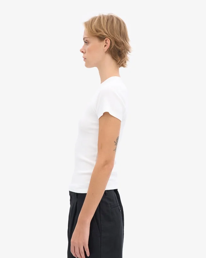 Ekologisk ribbad T-shirt – optiskt vit