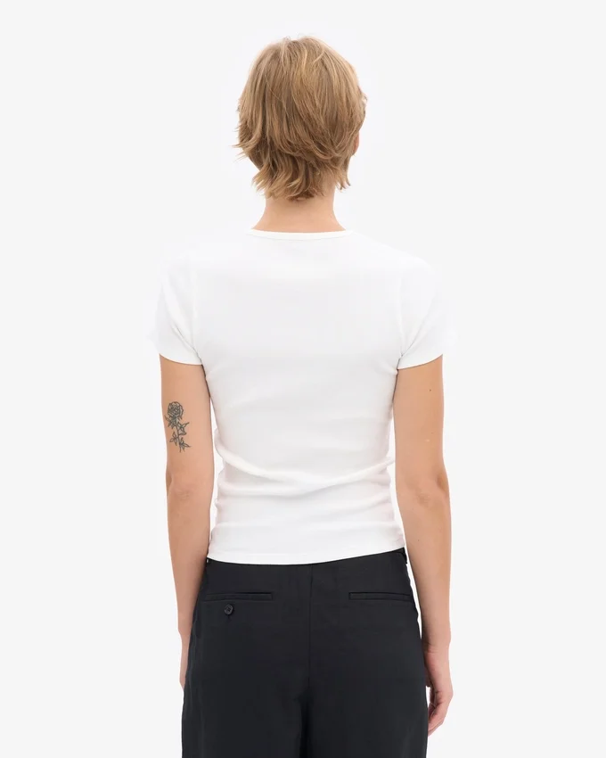 Ekologisk ribbad T-shirt – optiskt vit