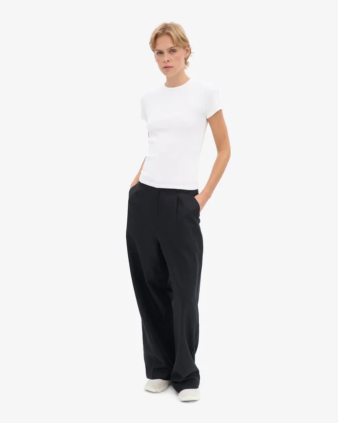 Ekologisk ribbad T-shirt – optiskt vit