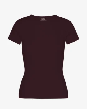 Ekologisk ribbad T-shirt – oxblodsröd