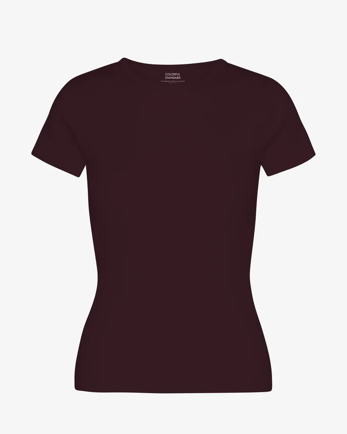 Ekologisk ribbad T-shirt – oxblodsröd