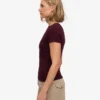 Ekologisk ribbad T-shirt – oxblodsröd