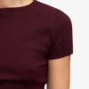 Ekologisk ribbad T-shirt – oxblodsröd