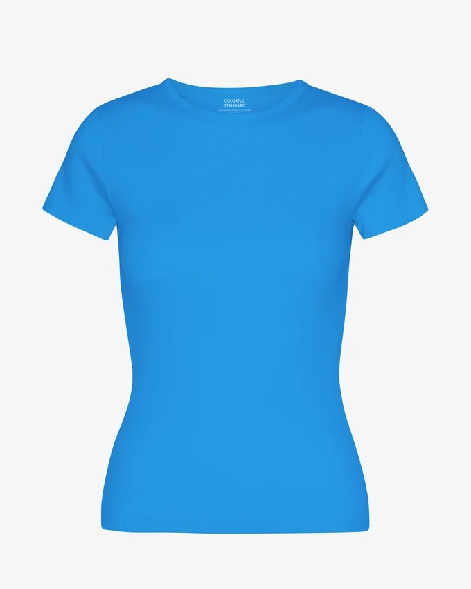 Ekologisk ribbad T-shirt – Pacific Blue