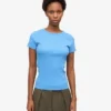 Ekologisk ribbad T-shirt – Pacific Blue