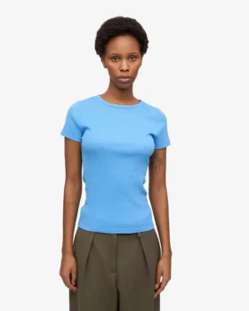 Ekologisk ribbad T-shirt – Pacific Blue