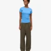 Ekologisk ribbad T-shirt – Pacific Blue