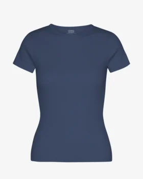 Ekologisk ribbad T-shirt – petrolblå