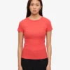 Ekologisk ribbad T-shirt – röd mandarin