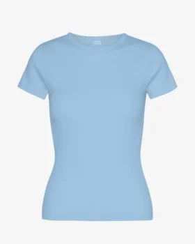 Ekologisk ribbad T-shirt – Seaside Blue