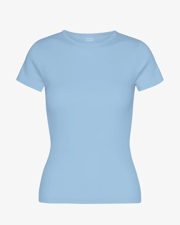 Ekologisk ribbad T-shirt – Seaside Blue