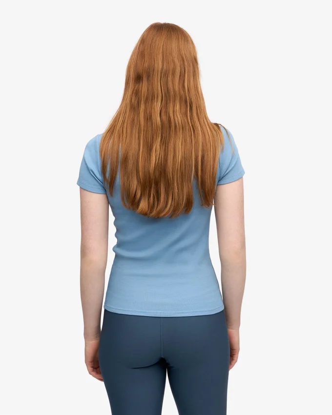 Ekologisk ribbad T-shirt – Seaside Blue