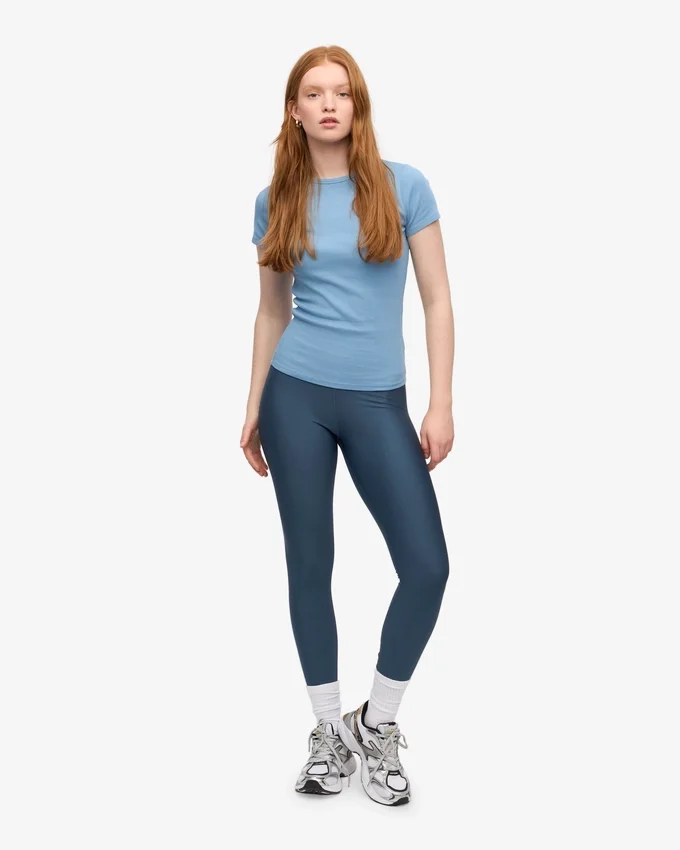 Ekologisk ribbad T-shirt – Seaside Blue