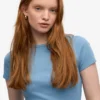 Ekologisk ribbad T-shirt – Seaside Blue
