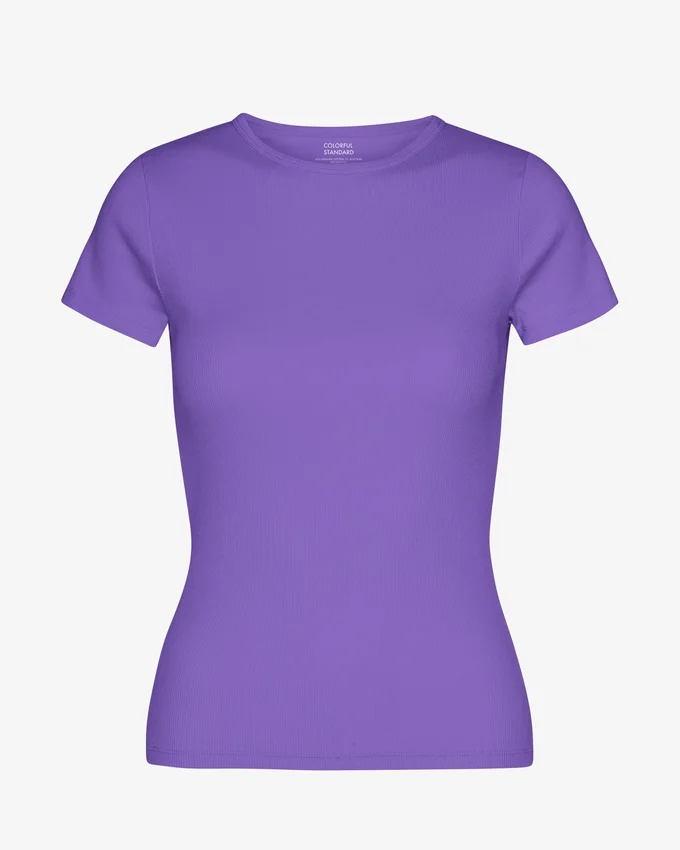 Ekologisk ribbad T-shirt – ultraviolett