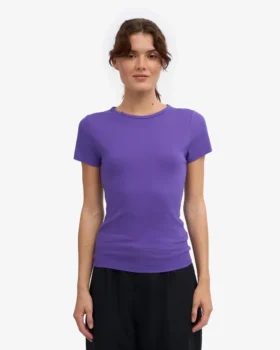 Ekologisk ribbad T-shirt – ultraviolett