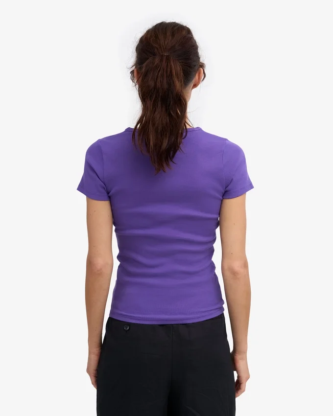 Ekologisk ribbad T-shirt – ultraviolett