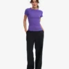 Ekologisk ribbad T-shirt – ultraviolett