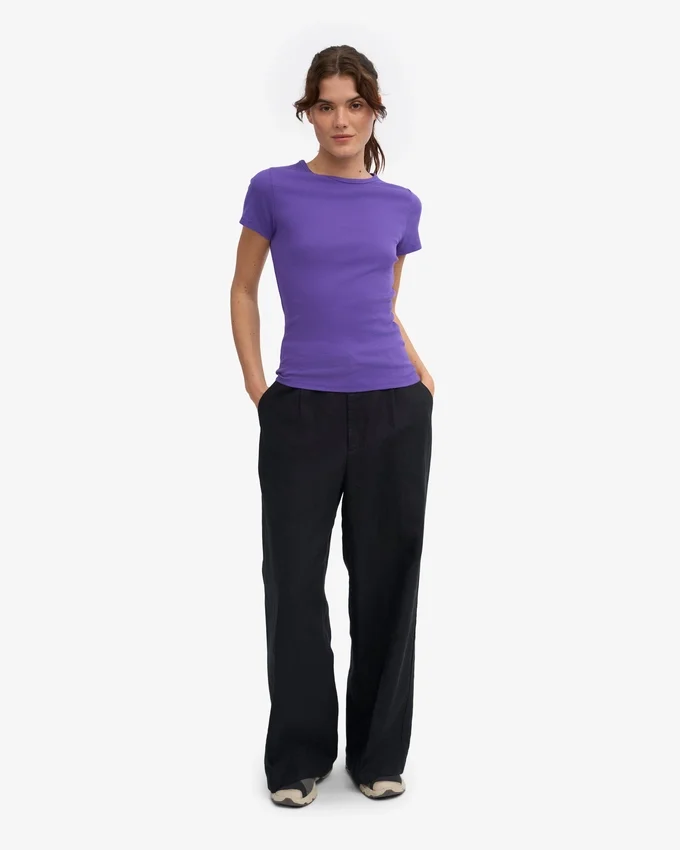 Ekologisk ribbad T-shirt – ultraviolett