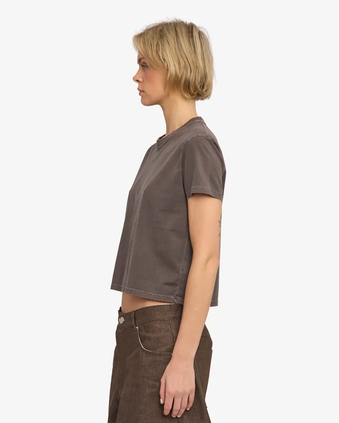 Ekologisk T-shirt i boxig, kort modell – Faded Mud