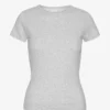 Ekologisk T-shirt i ribbstickat – snövit melange