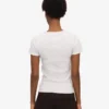 Ekologisk T-shirt i ribbstickat – snövit melange
