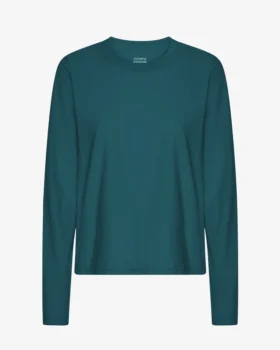Ekologisk T-shirt med lång ärm för damer – havsgrön