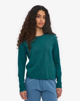 Ekologisk T-shirt med lång ärm för damer – havsgrön