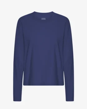 Ekologisk T-shirt med lång ärm för damer – marinblå