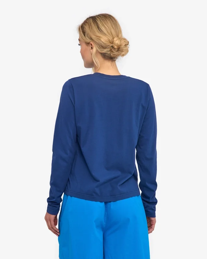 Ekologisk T-shirt med lång ärm för damer – marinblå