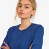 Ekologisk T-shirt med lång ärm för damer – marinblå