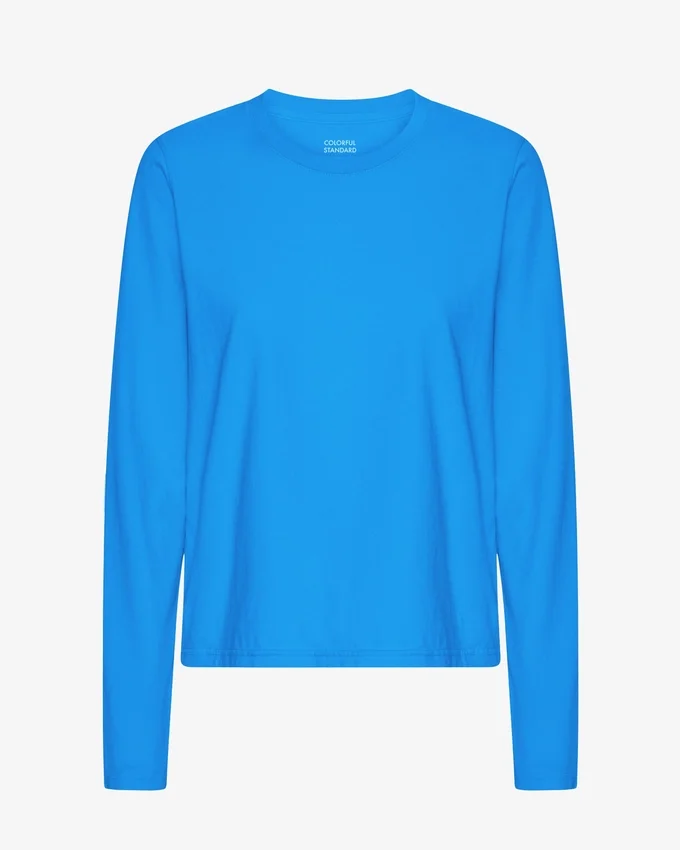 Ekologisk T-shirt med lång ärm för damer – Pacific Blue