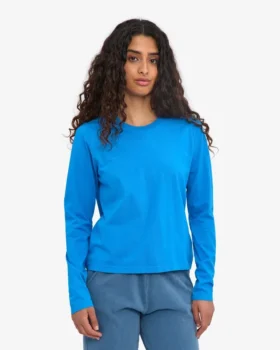 Ekologisk T-shirt med lång ärm för damer – Pacific Blue