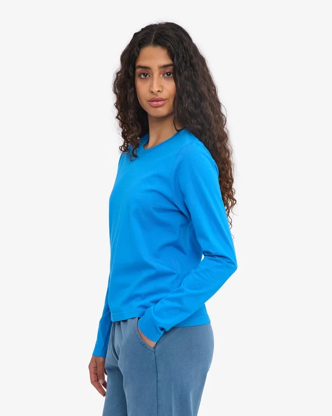 Ekologisk T-shirt med lång ärm för damer – Pacific Blue