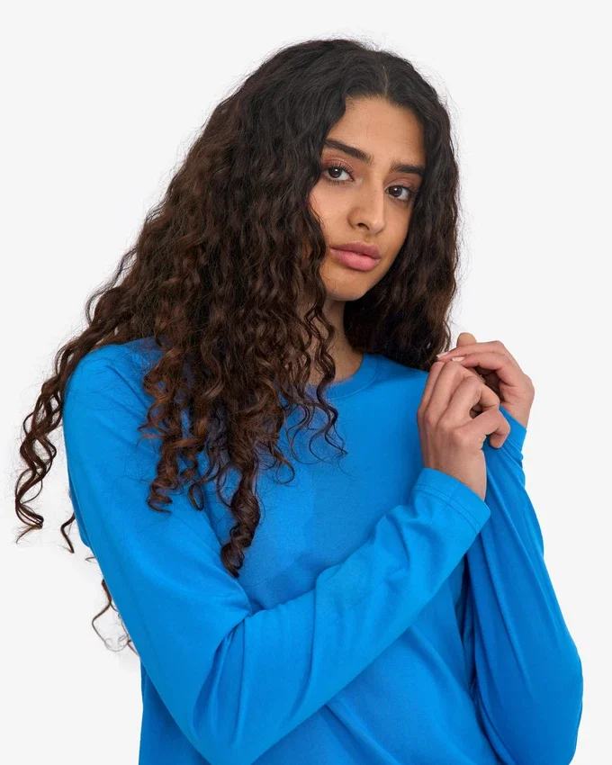 Ekologisk T-shirt med lång ärm för damer – Pacific Blue