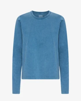 Ekologisk T-shirt med långa ärmar för dam – blekt indigo