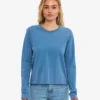 Ekologisk T-shirt med långa ärmar för dam – blekt indigo