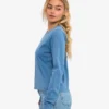 Ekologisk T-shirt med långa ärmar för dam – blekt indigo