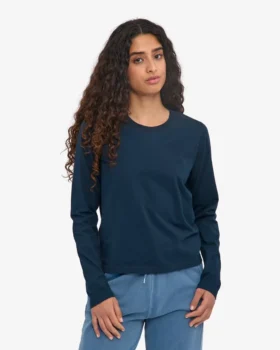 Ekologisk T-shirt med långa ärmar för dam – Navy Blue