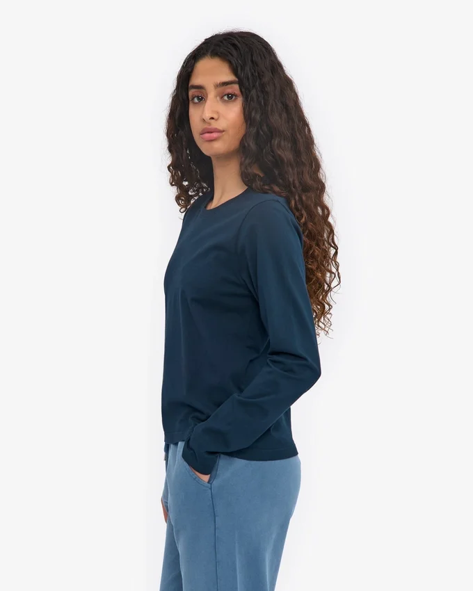 Ekologisk T-shirt med långa ärmar för dam – Navy Blue
