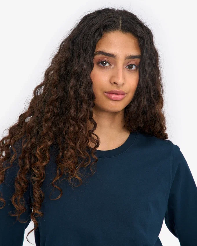 Ekologisk T-shirt med långa ärmar för dam – Navy Blue