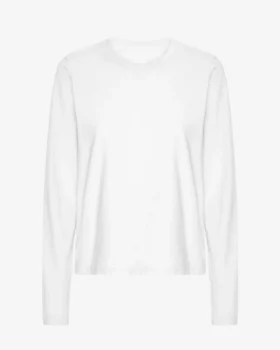 Ekologisk T-shirt med långa ärmar för dam – optiskt vit